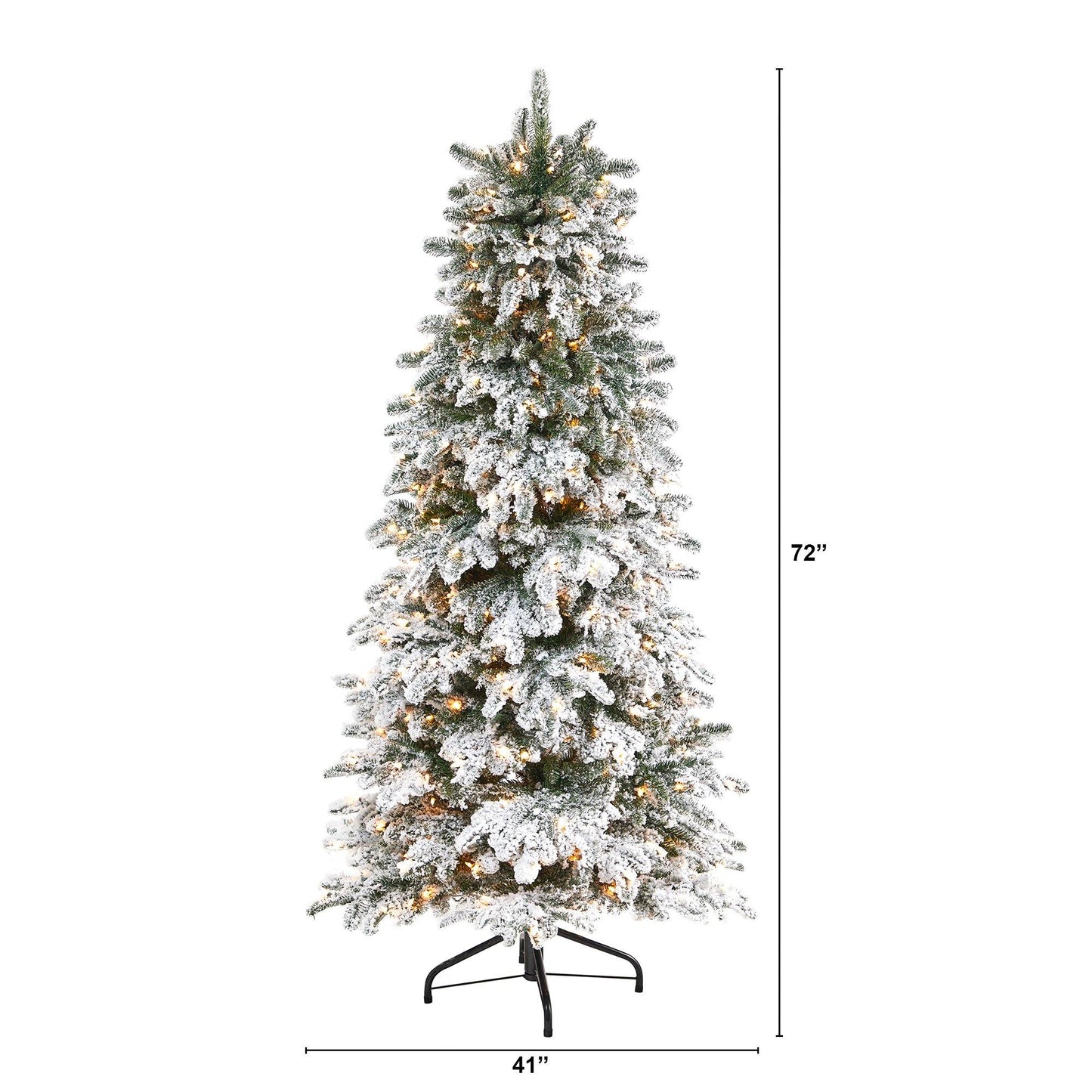 Árbol de Navidad artificial de abeto de Carolina del Norte con 450 luces blancas cálidas y 1560 ramas flexibles