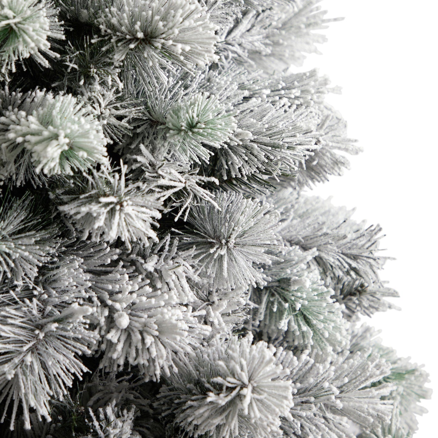 6’ Flocked Oregon Pine Artificial Christmas Tree with 300 Clear Lights and 551 Bendable Branches