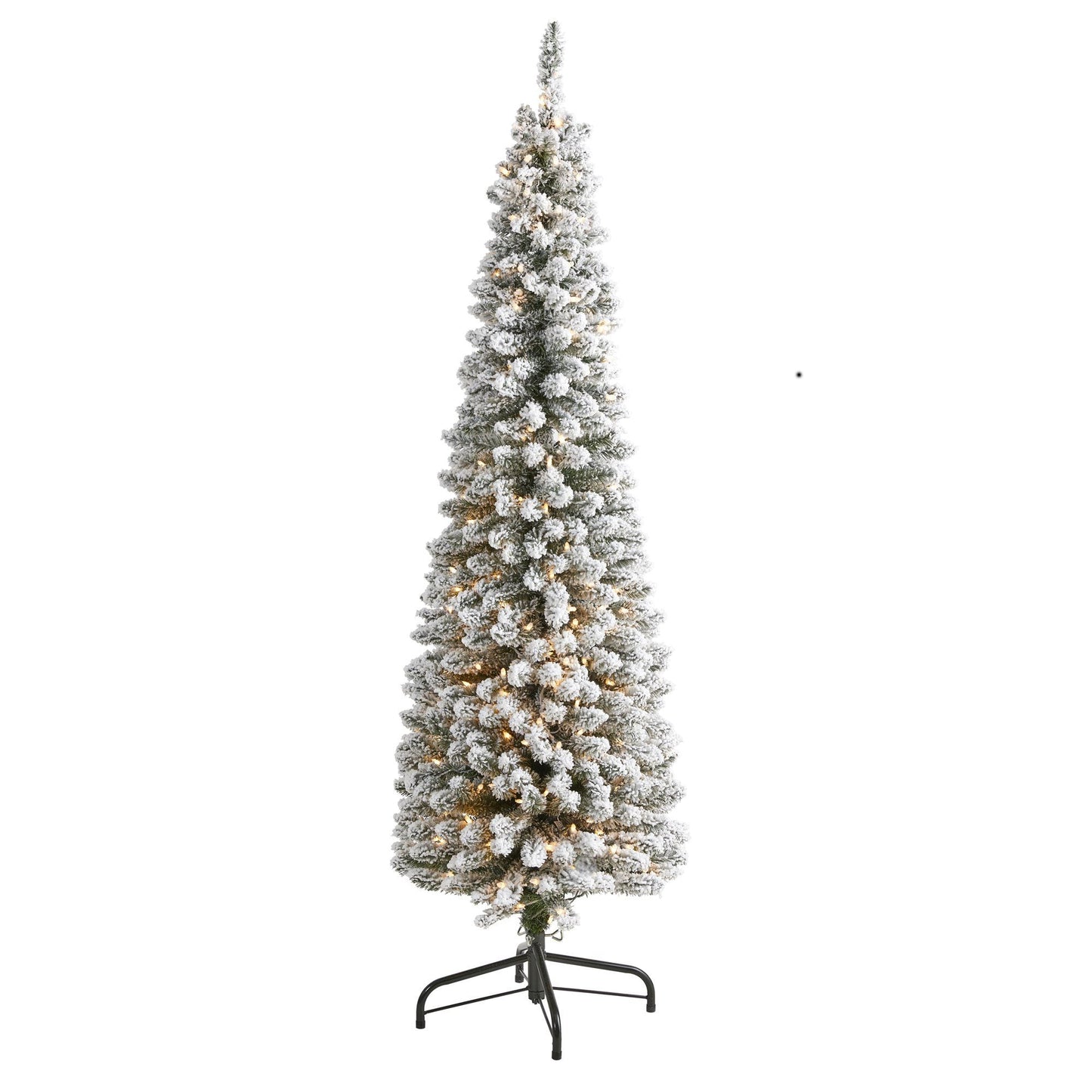 Sapin de Noël artificiel floqué de 6 pi avec 300 lumières transparentes et 438 branches pliables