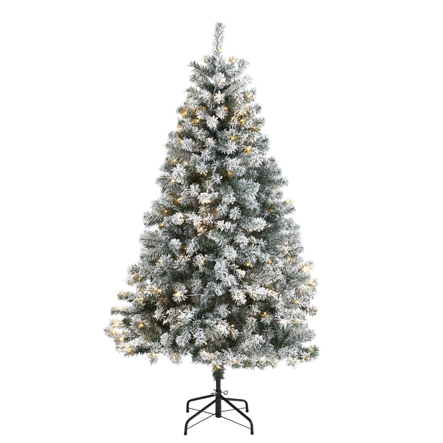 Árbol de Navidad artificial de abeto flocado Rock Springs de 6 pies con 250 luces LED transparentes