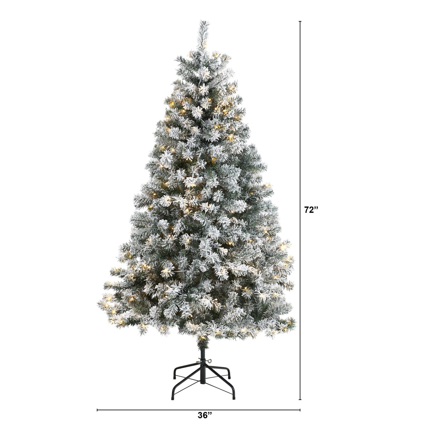 Árbol de Navidad artificial de abeto flocado Rock Springs de 6 pies con 250 luces LED transparentes