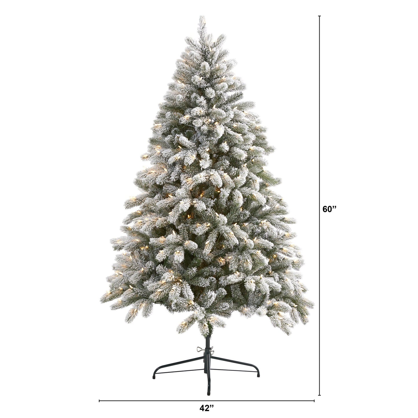 Árbol de Navidad artificial de abeto de Carolina del Sur flocado de 6 pies con 450 luces transparentes y 925 ramas flexibles