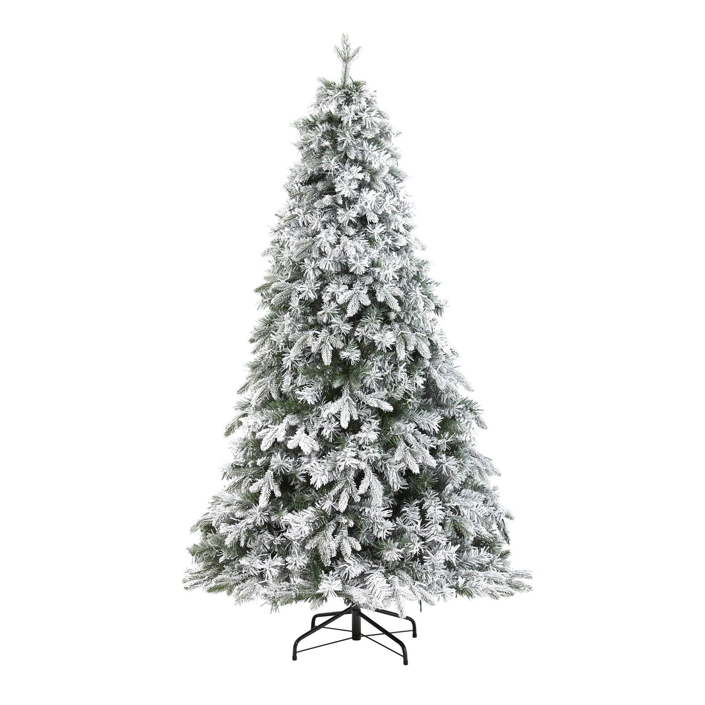 Árbol de Navidad artificial de pino mixto de Vermont flocado de 6 pies con 300 luces LED transparentes