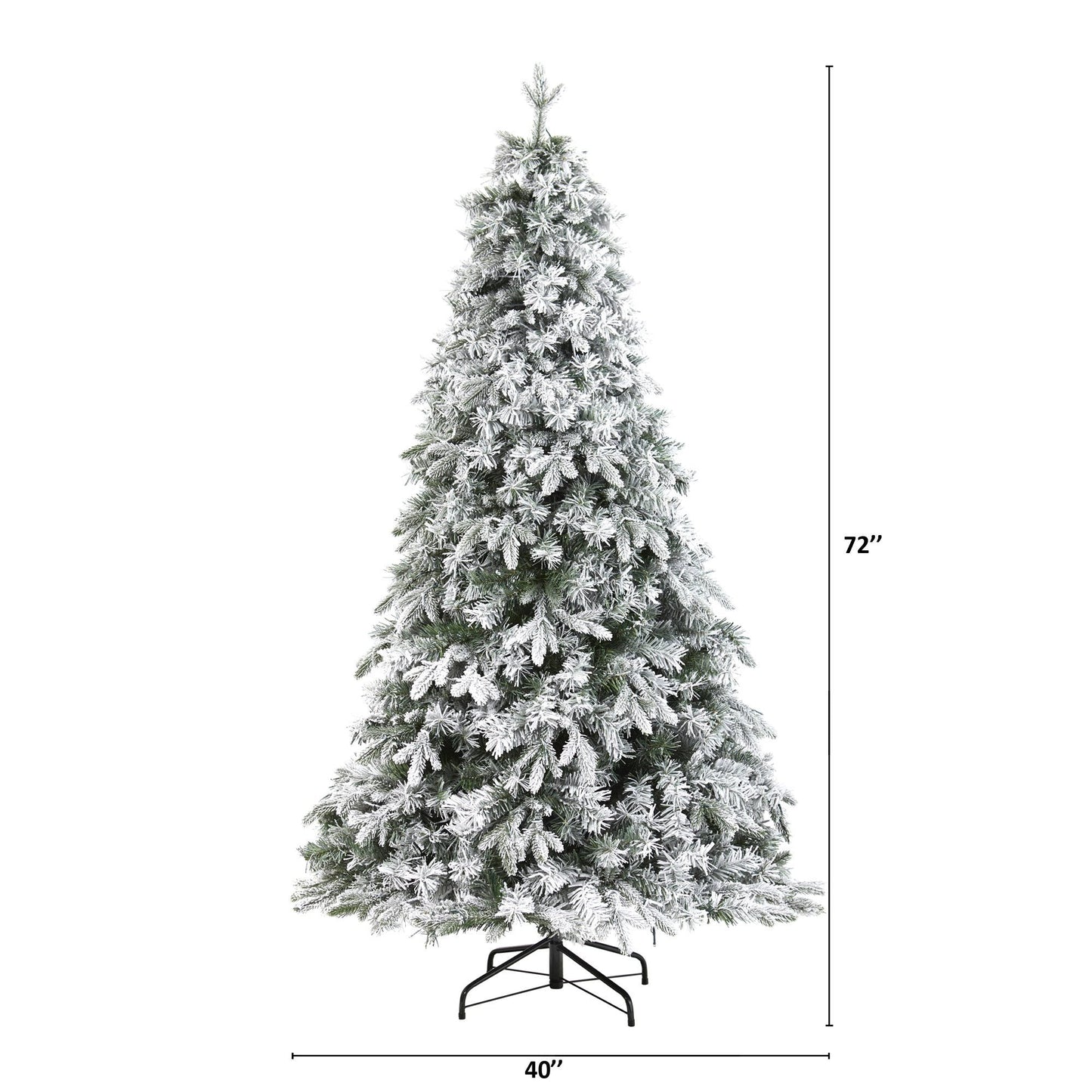 Árbol de Navidad artificial de pino mixto de Vermont flocado de 6 pies con 300 luces LED transparentes