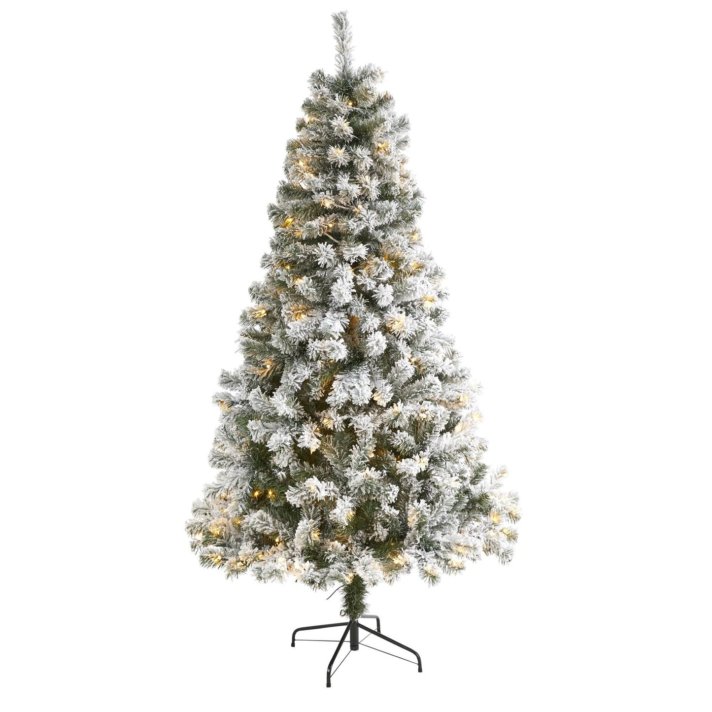 Sapin de Noël artificiel floqué de Virginie-Occidentale de 6 pi avec 250 lumières LED transparentes