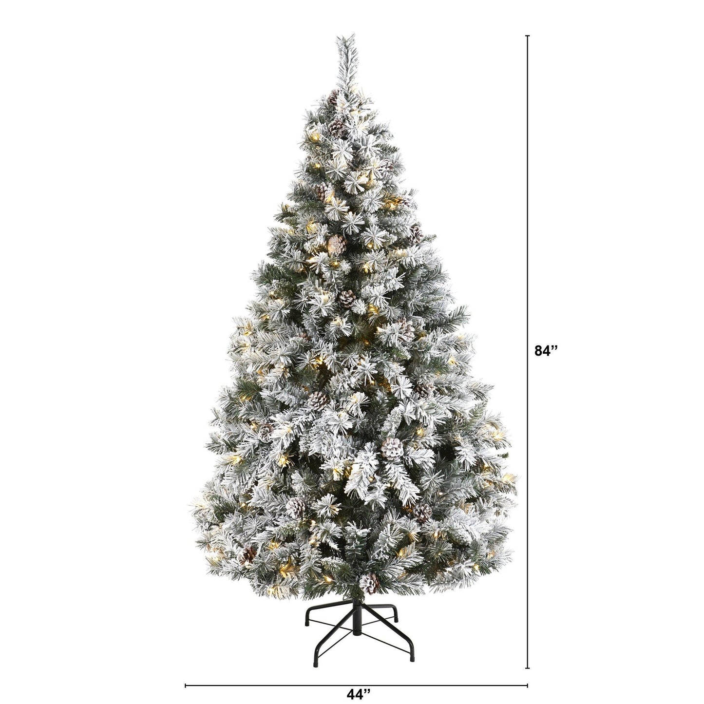 Sapin de Noël artificiel floqué White River Mountain de 6 pi avec pommes de pin et 250 lumières LED transparentes