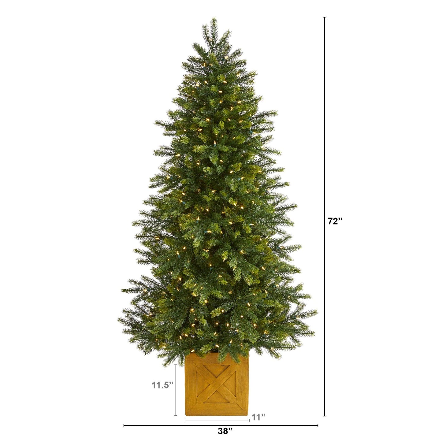 6' Manchester Fir Artificial Christmas Tree in Decorative Planter with 350 Clear Warm (Multifunction) LED Lights and 504 Bendable Branches