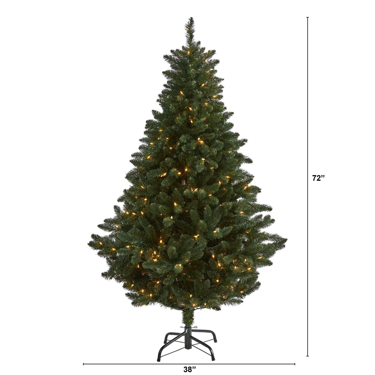 Árbol de Navidad artificial de abeto rocoso del norte de 6 pies con 300 luces transparentes y 838 ramas flexibles