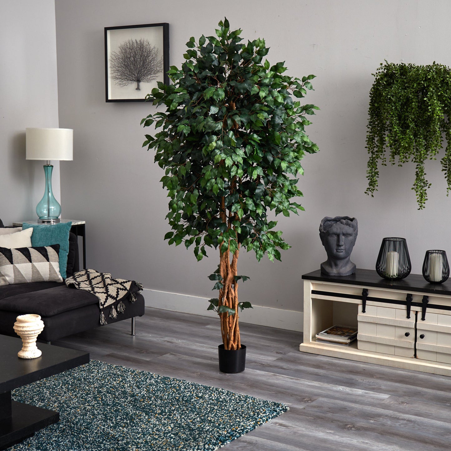 Arbre en soie Ficus de style palais de 6 pieds