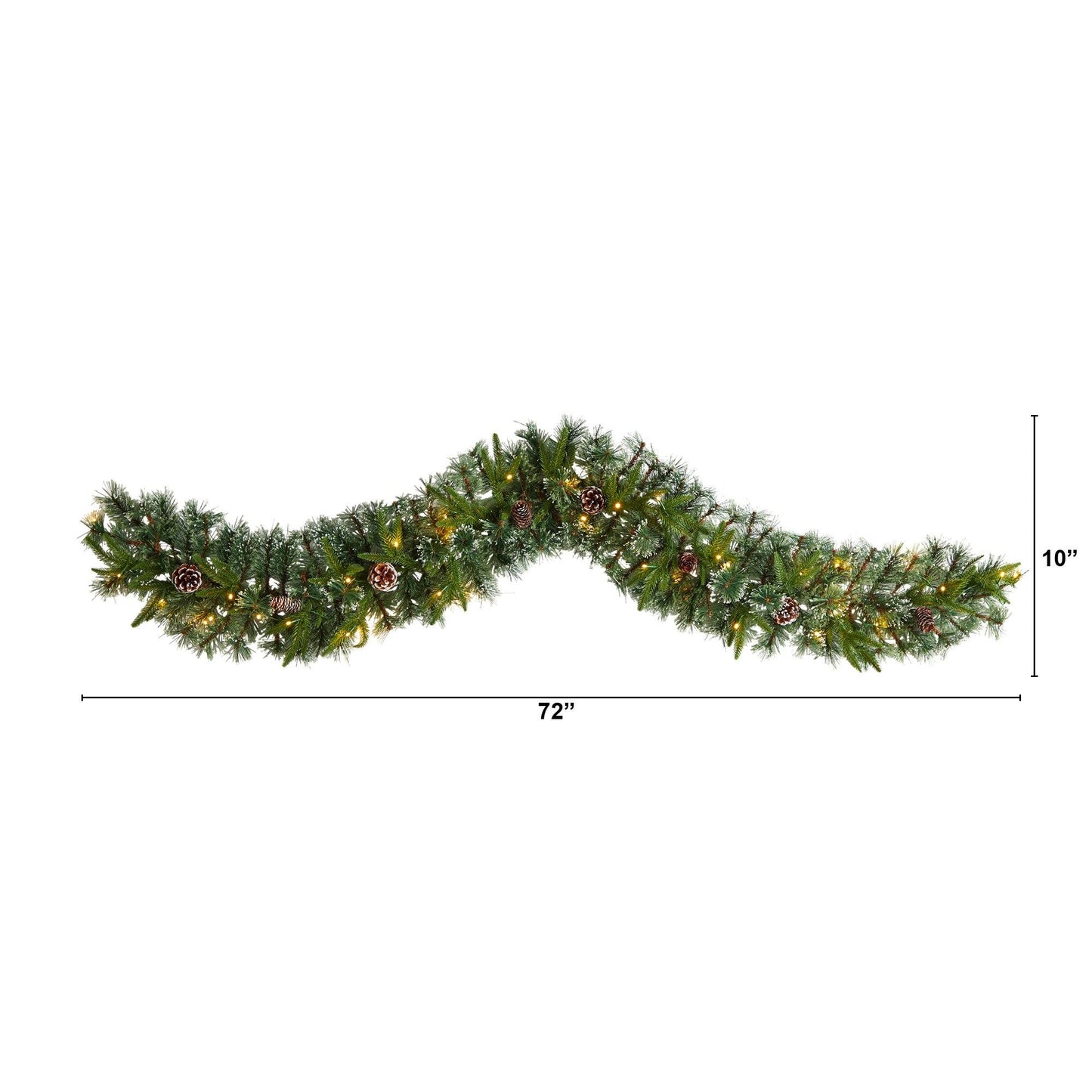 6’ Snow Tipped Christmas Artificial Garland with 35 Clear LED Lights and Pine Cones - Nearly Natural