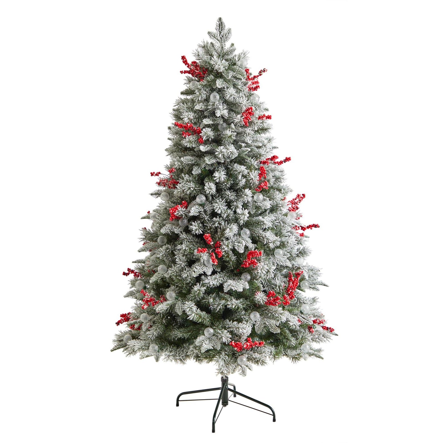 6' Snow Tipped Norwegian Fir Pre-Lit Tree with 200 LED Lights, 50 LED Globe Lights