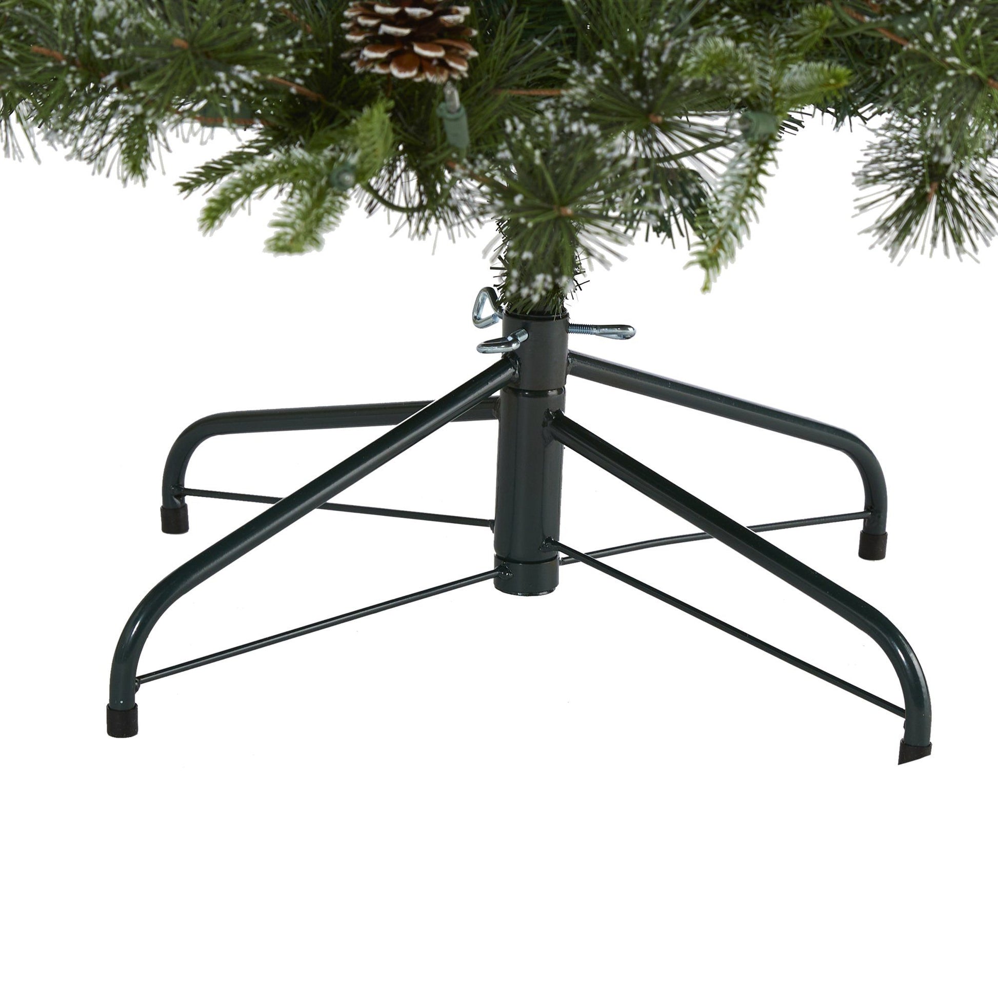 6’ Snowed Tipped Clermont Mixed Pine Artificial Christmas Tree with 250 Clear LED Lights Pine Cones and 1242 Bendable