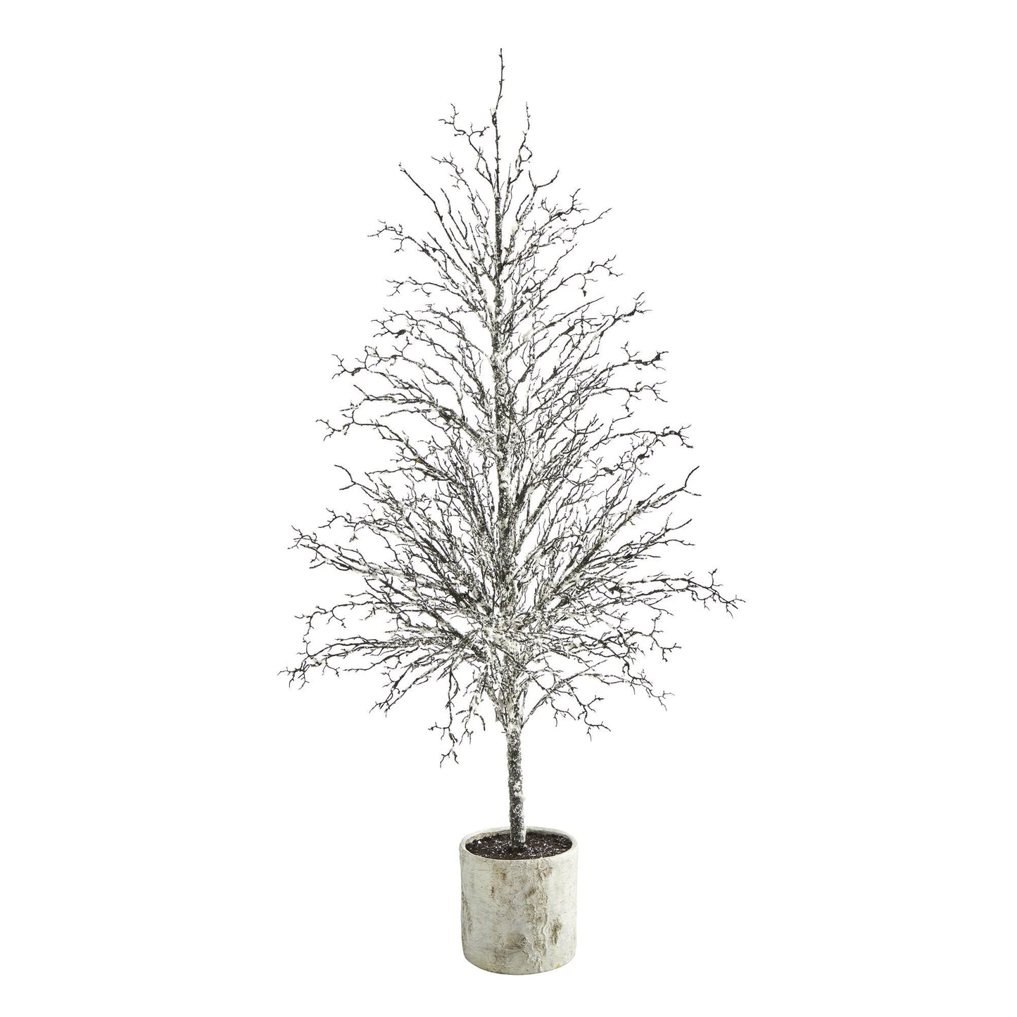 Árbol de Navidad artificial con ramitas nevadas de 6 pies en maceta decorativa