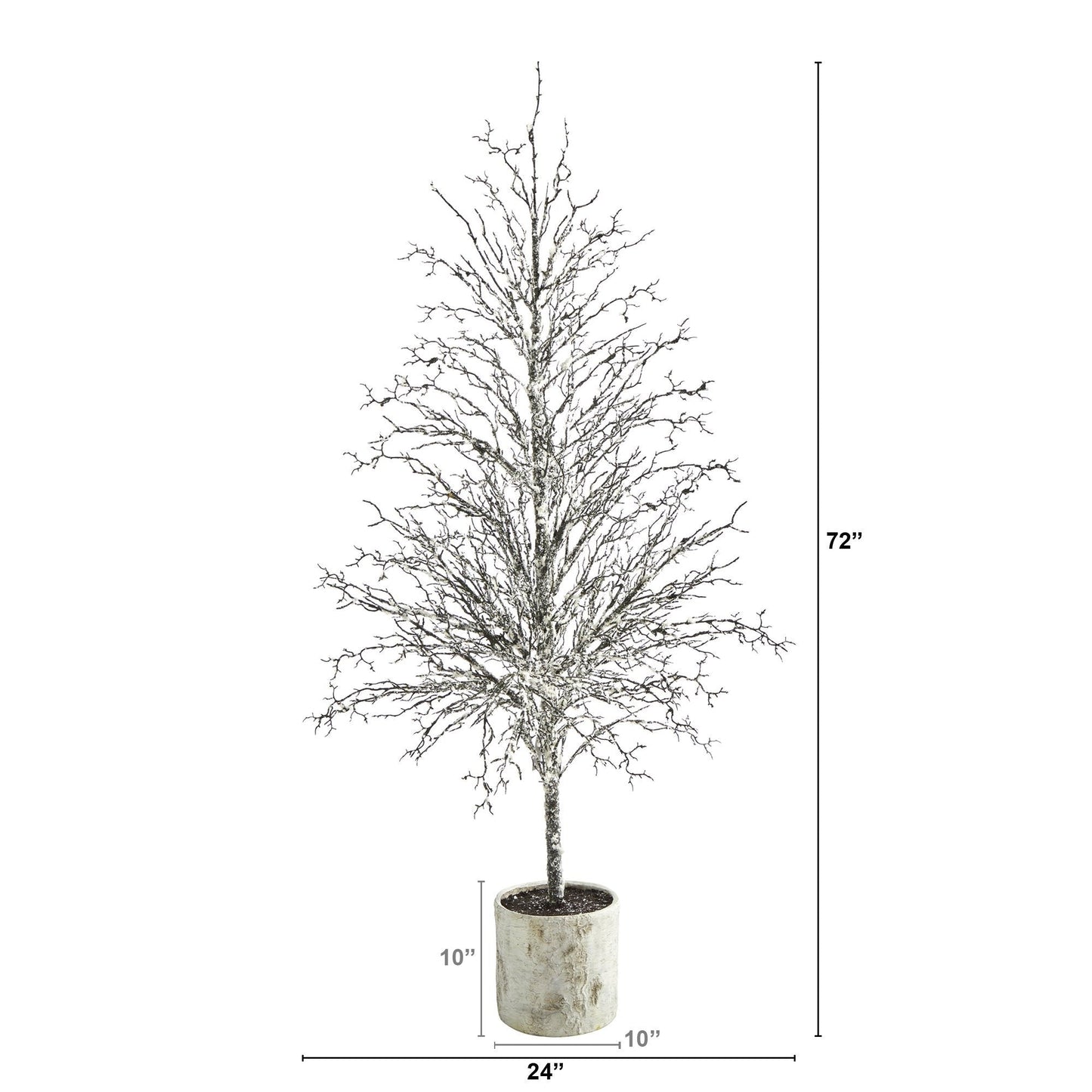 Árbol de Navidad artificial con ramitas nevadas de 6 pies en maceta decorativa