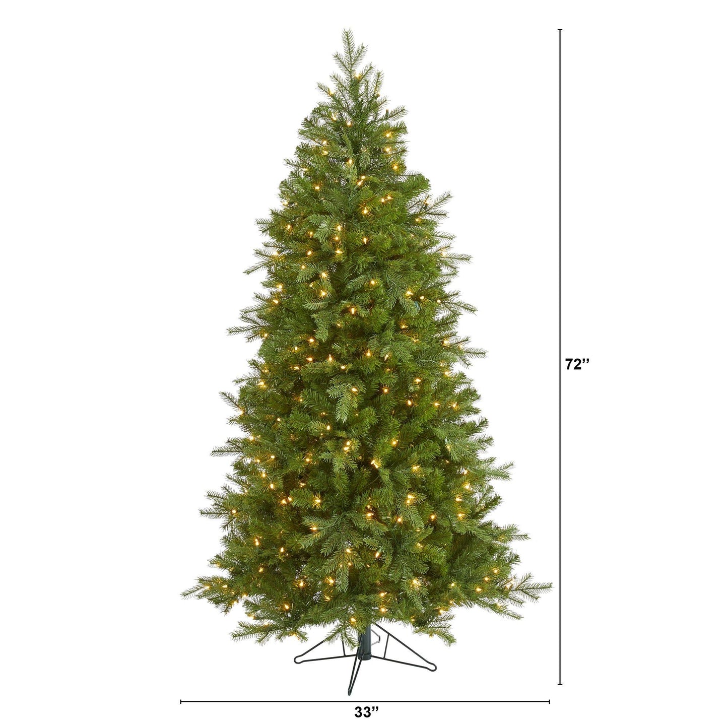 Árbol de Navidad artificial de abeto de Viena de 6 pies con 400 luces blancas cálidas y 843 ramas flexibles