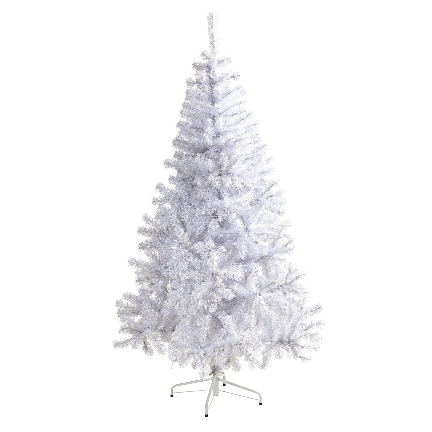 Árbol de Navidad artificial blanco de 6 pies con 680 ramas flexibles y 250 luces LED transparentes