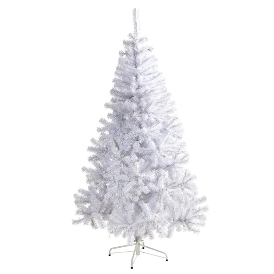 Sapin de Noël artificiel blanc de 6 pi avec 680 branches pliables