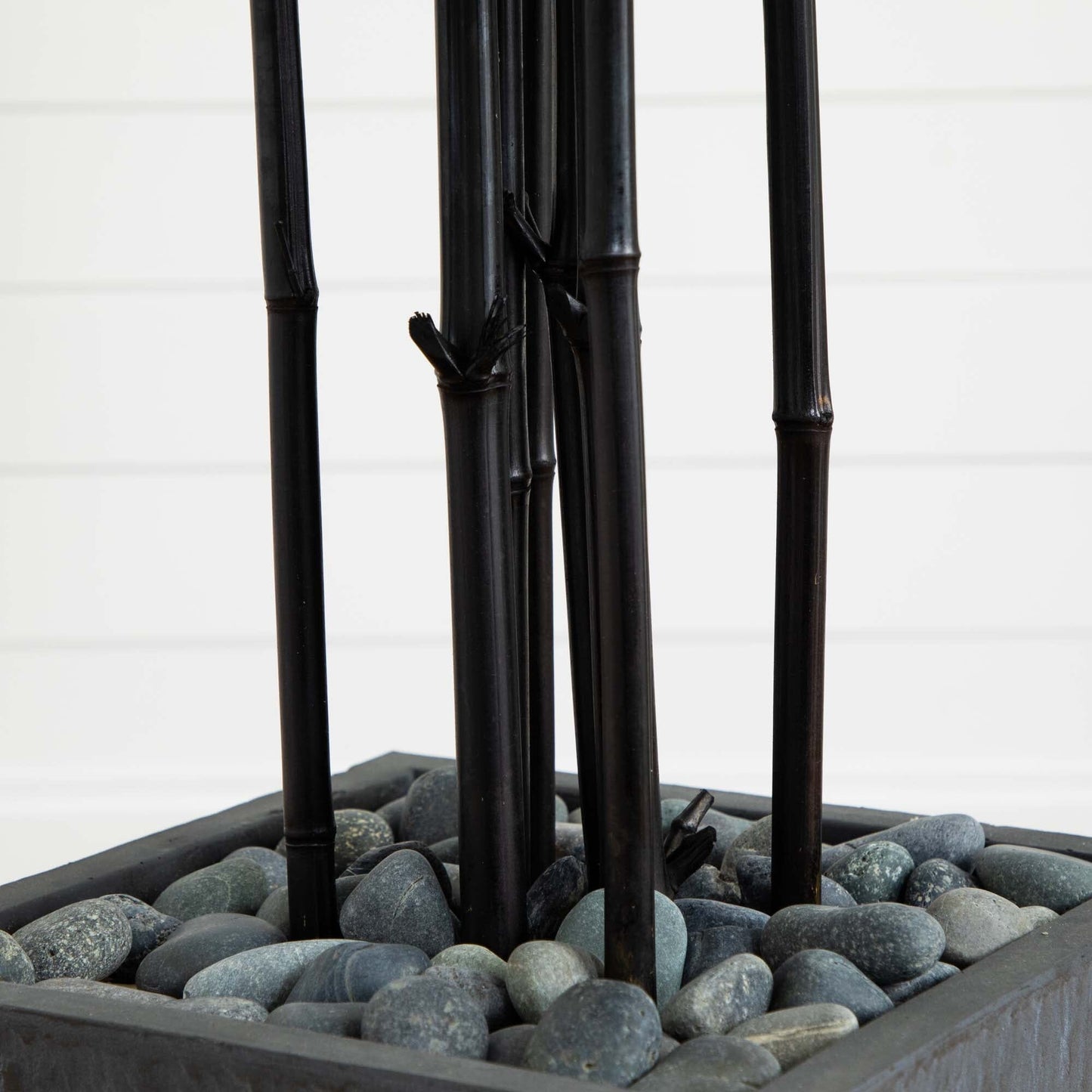 61” Bamboo Artificial Tree with Black Trunks in Slate Planter (Indoor/Outdoor)