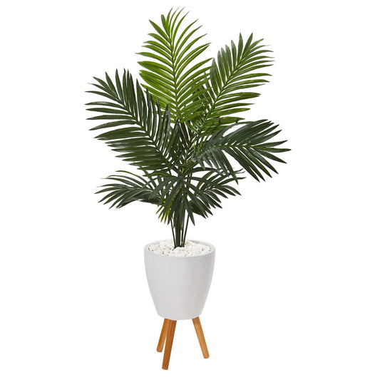 Palmera artificial Paradise de 61” en macetero blanco con soporte