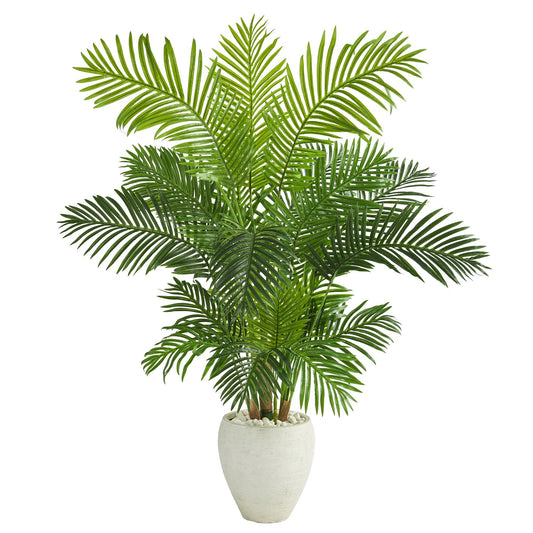 62” Hawaii Palm Artificial Tree in White Planter