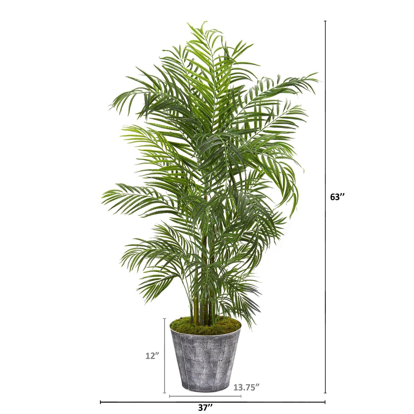 Palmier artificiel Areca de 63 po dans une jardinière décorative (intérieur/extérieur)