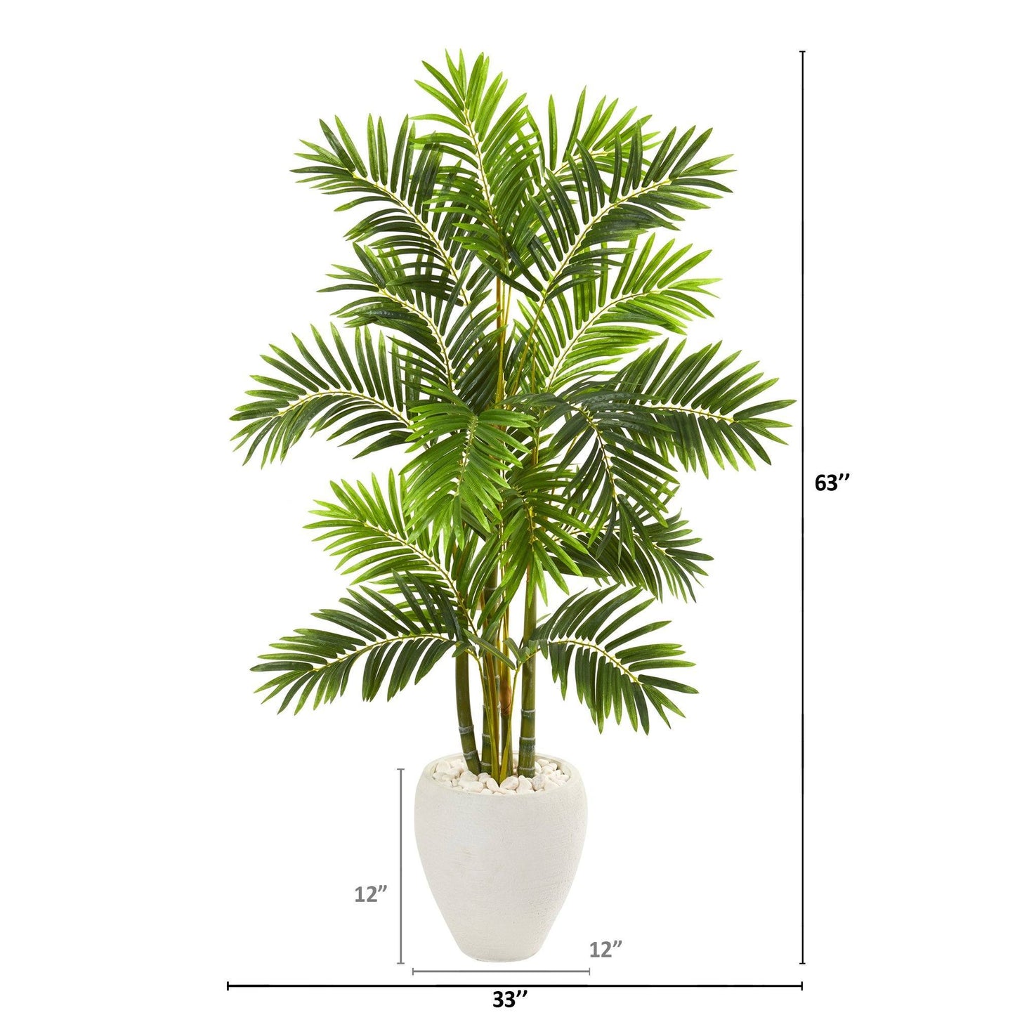 Palmier artificiel Areca de 63 po dans une jardinière blanche