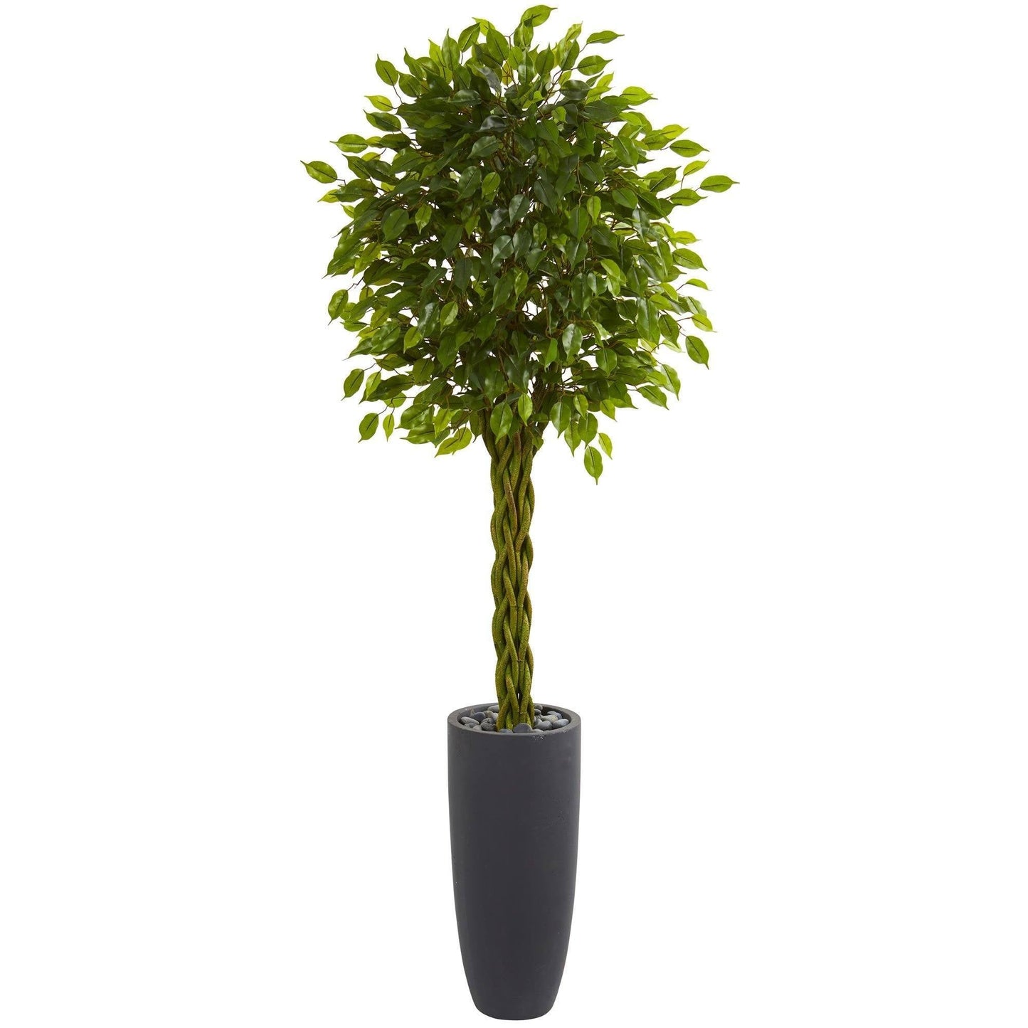 Árbol artificial de ficus trenzado de 6,5 pies en macetero cilíndrico (interior/exterior)