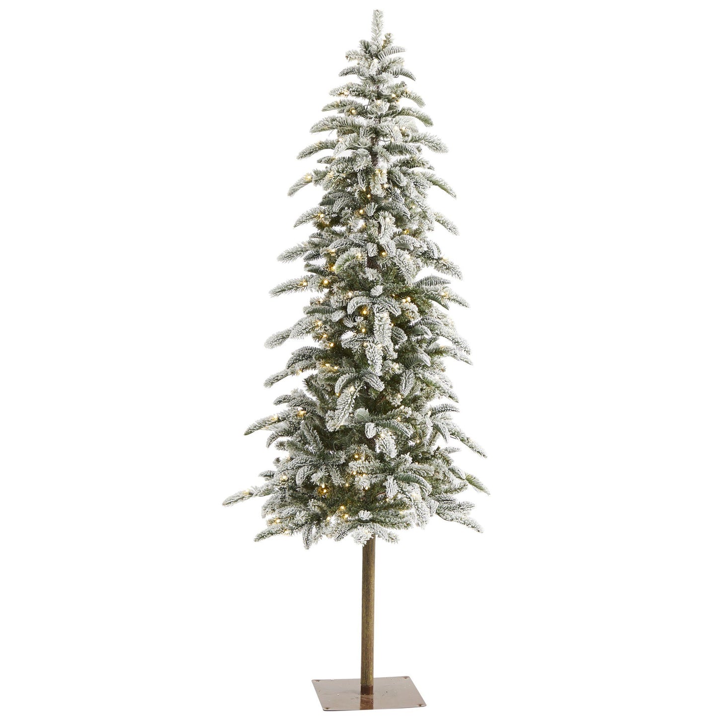 Sapin de Noël artificiel floqué Washington Alpine de 6,5 pi avec 250 lumières LED blanches chaudes et 637 branches pliables