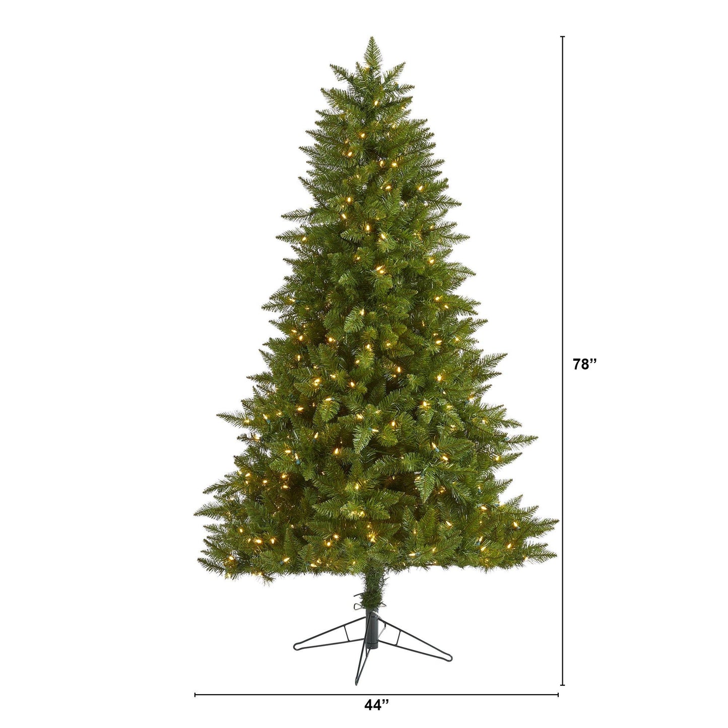 Árbol de Navidad artificial de abeto de Vermont de 6,5 pies con 450 luces LED blancas cálidas (multifunción) con tecnología de conexión instantánea y 984 ramas flexibles