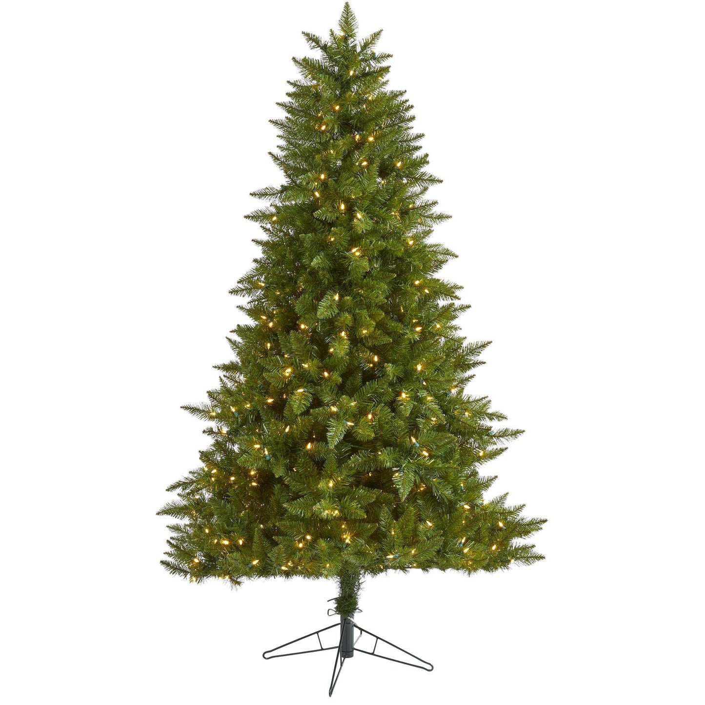 Árbol de Navidad artificial de abeto de Vermont de 6,5 pies con 450 luces LED blancas cálidas (multifunción) con tecnología de conexión instantánea y 984 ramas flexibles