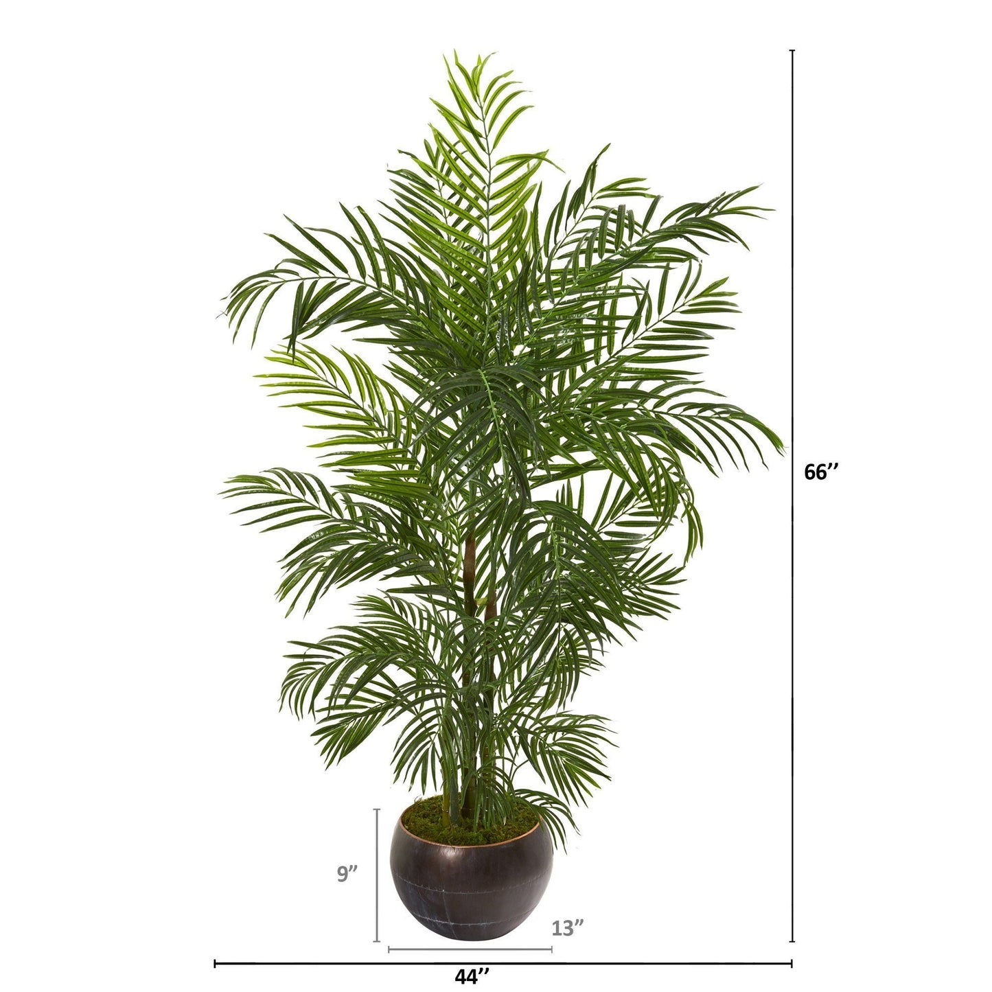 Palmera areca artificial de 66” en macetero (interior/exterior)