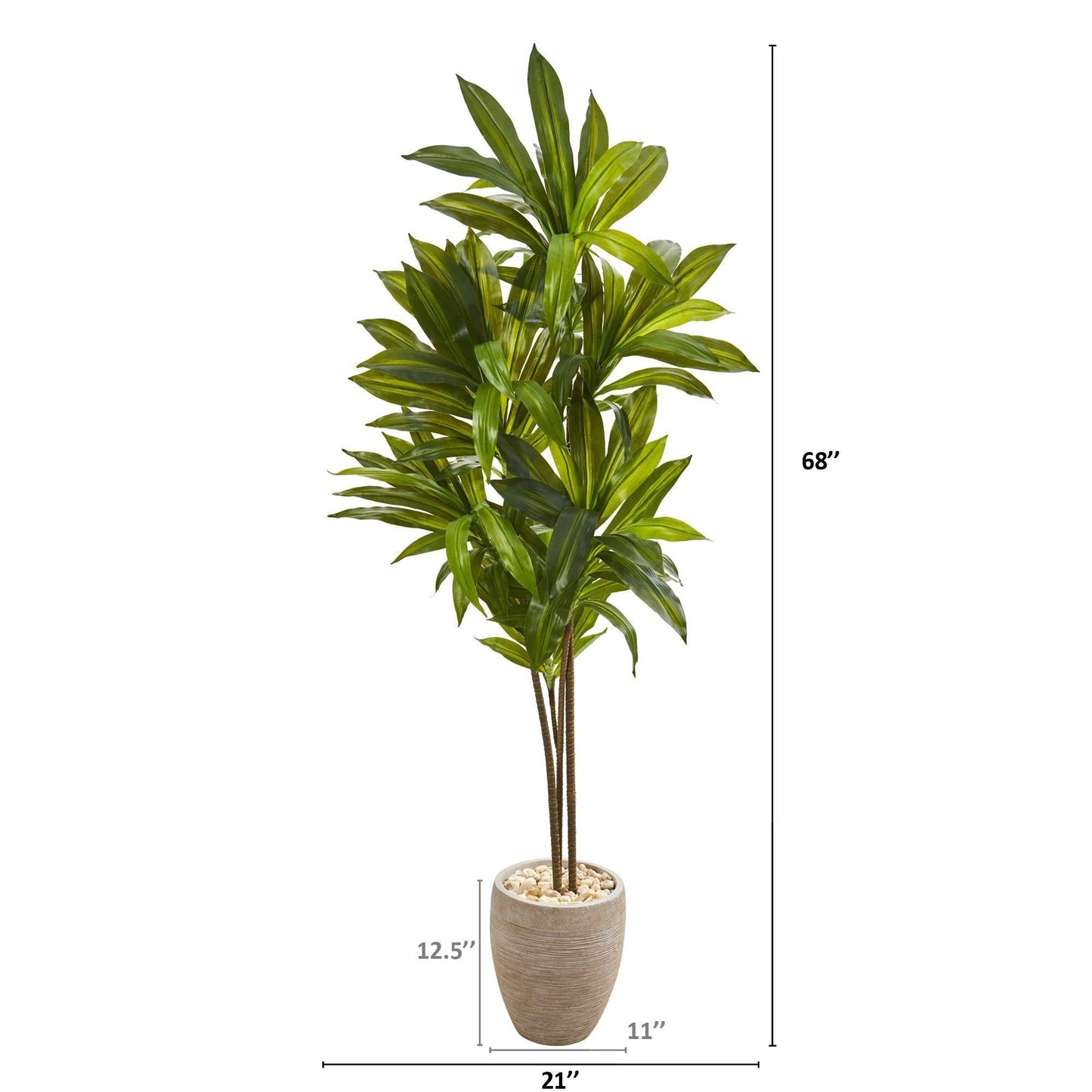 Plante artificielle Dracaena de 68 po dans une jardinière couleur sable (Real Touch)