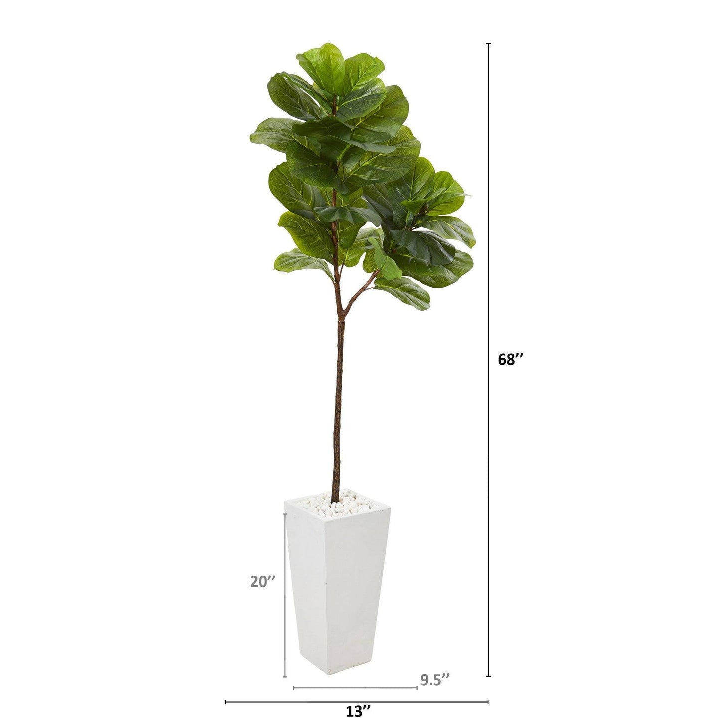 68” Fiddle Leaf Artificial Tree in White Planter (Real Touch)