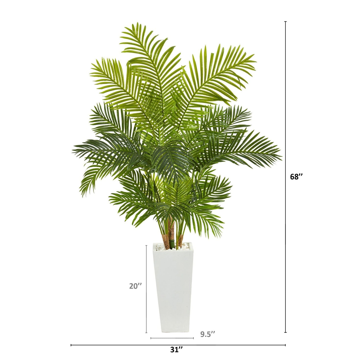 Palmera hawaiana artificial de 68" en macetero blanco alto