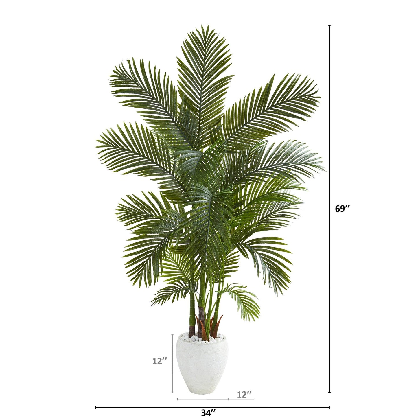 69” Areca Palm Artificial Tree in White Planter