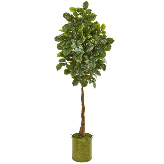 69” Beech Leaf Artificial Tree in Metal Planter