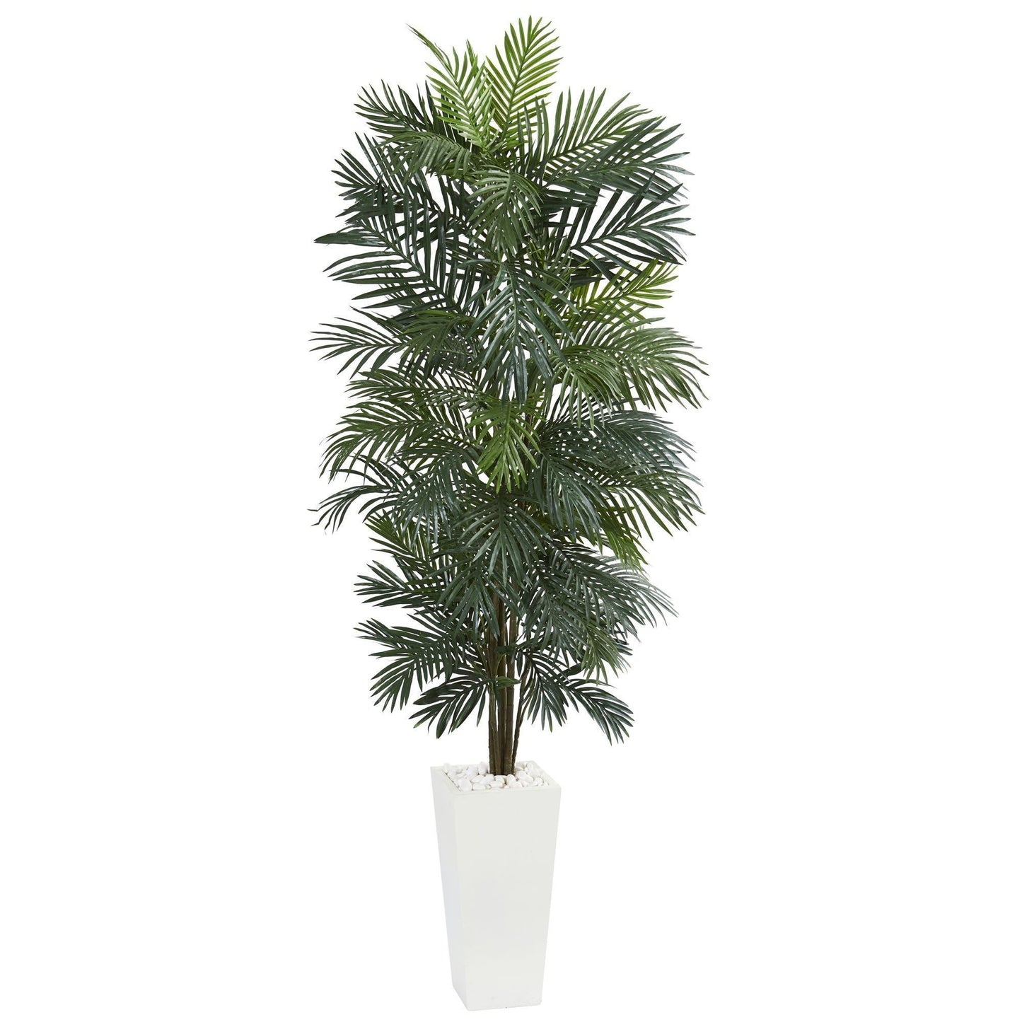 Arbre artificiel Areca de 7 pi dans une jardinière blanche