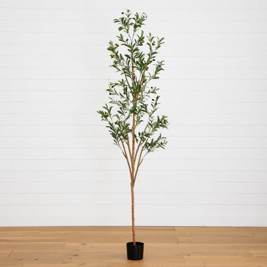 7' Artificial Olive Tree with Natural Trunk