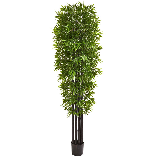 Árbol artificial de bambú de 7 pies con troncos negros, resistente a los rayos UV (interior/exterior)