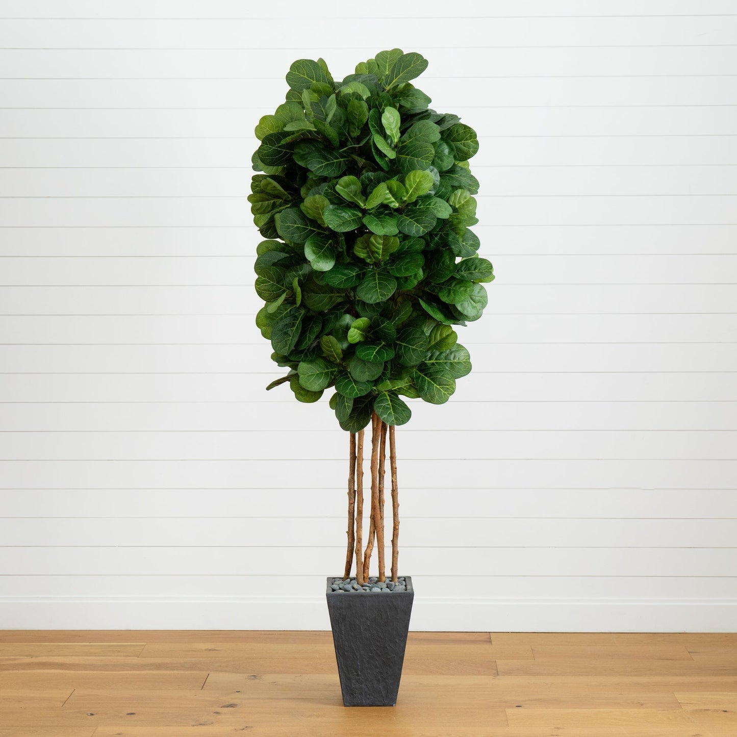 Árbol artificial de hoja de violín de 7 pies con tronco beige