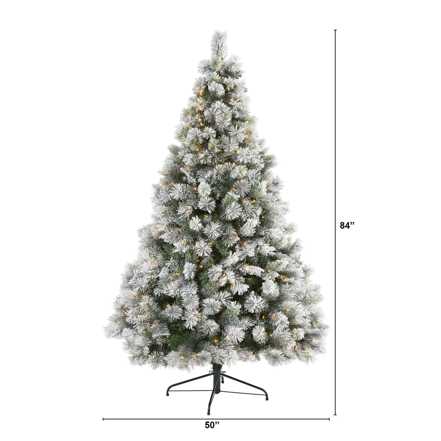 Árbol de Navidad artificial de pino de Oregón flocado de 7 pies con 400 luces transparentes y 834 ramas flexibles