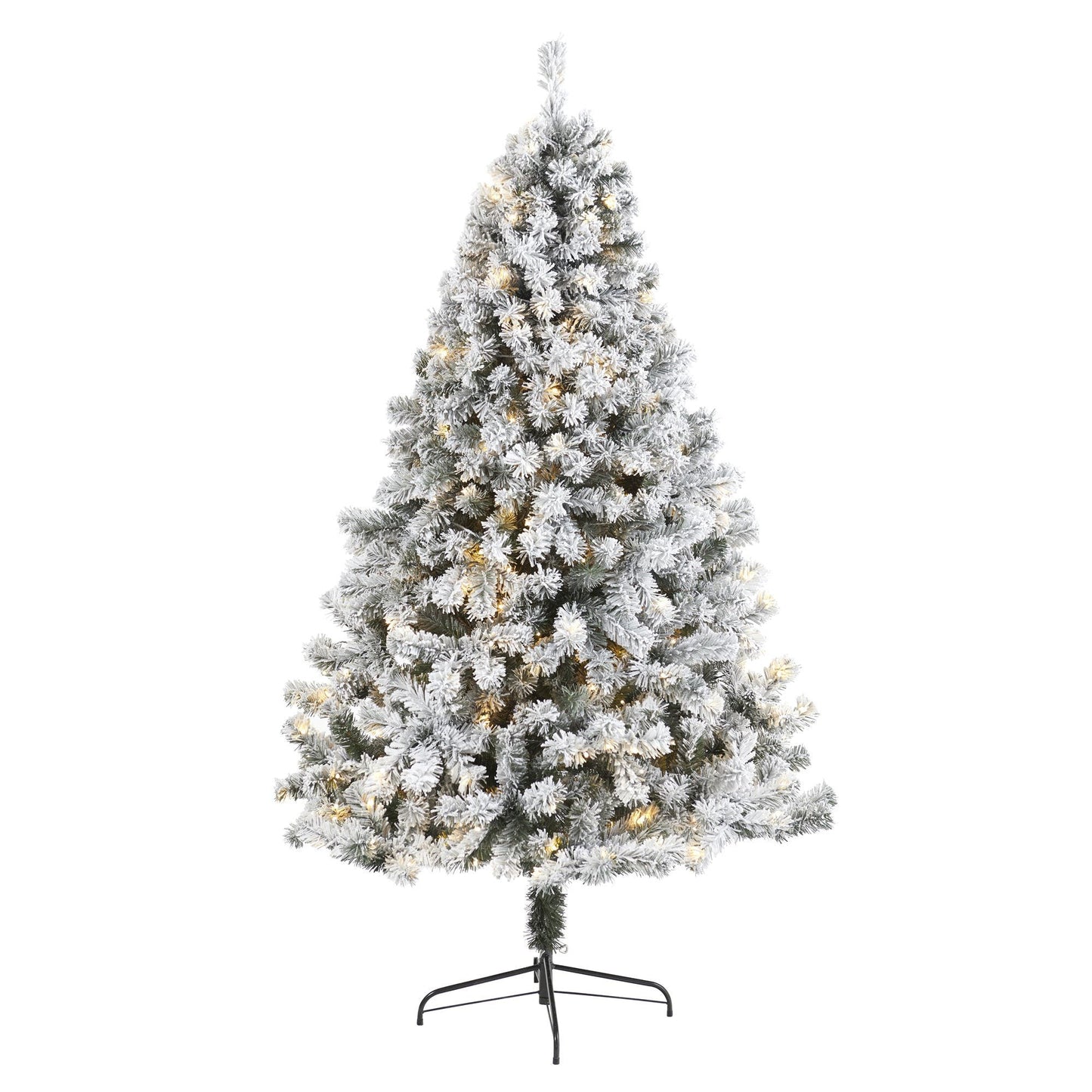 Sapin de Noël artificiel floqué de Virginie-Occidentale de 7 pi avec 350 lumières LED transparentes