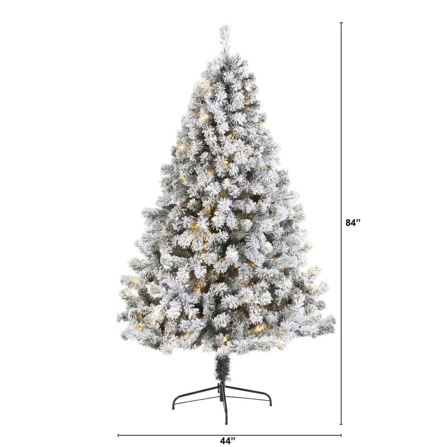 Sapin de Noël artificiel floqué de Virginie-Occidentale de 7 pi avec 350 lumières LED transparentes