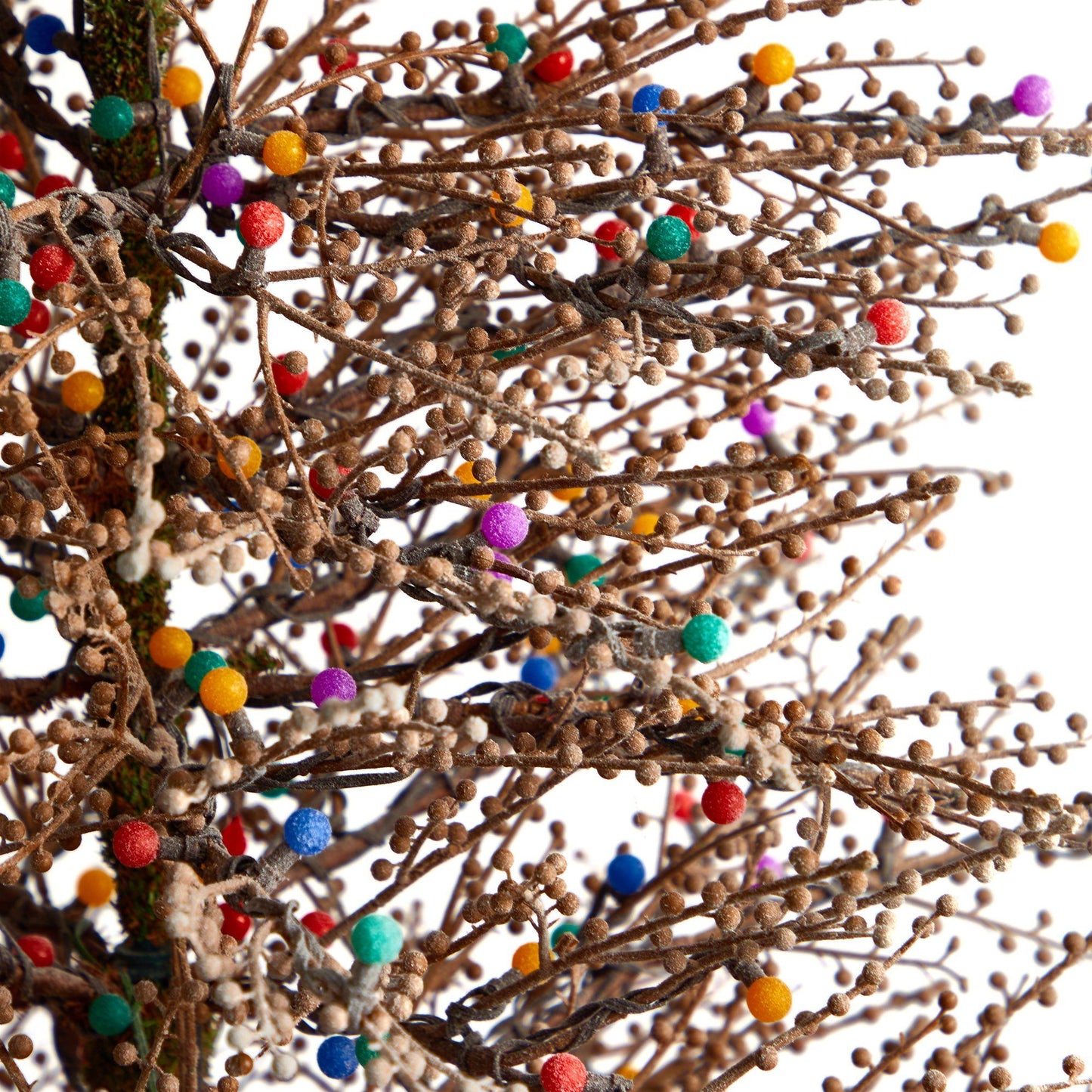 Sapin de Noël en branches de baies givrées de 7 pi avec 450 lumières LED multicolores en forme de boule de gomme et 1192 branches pliables