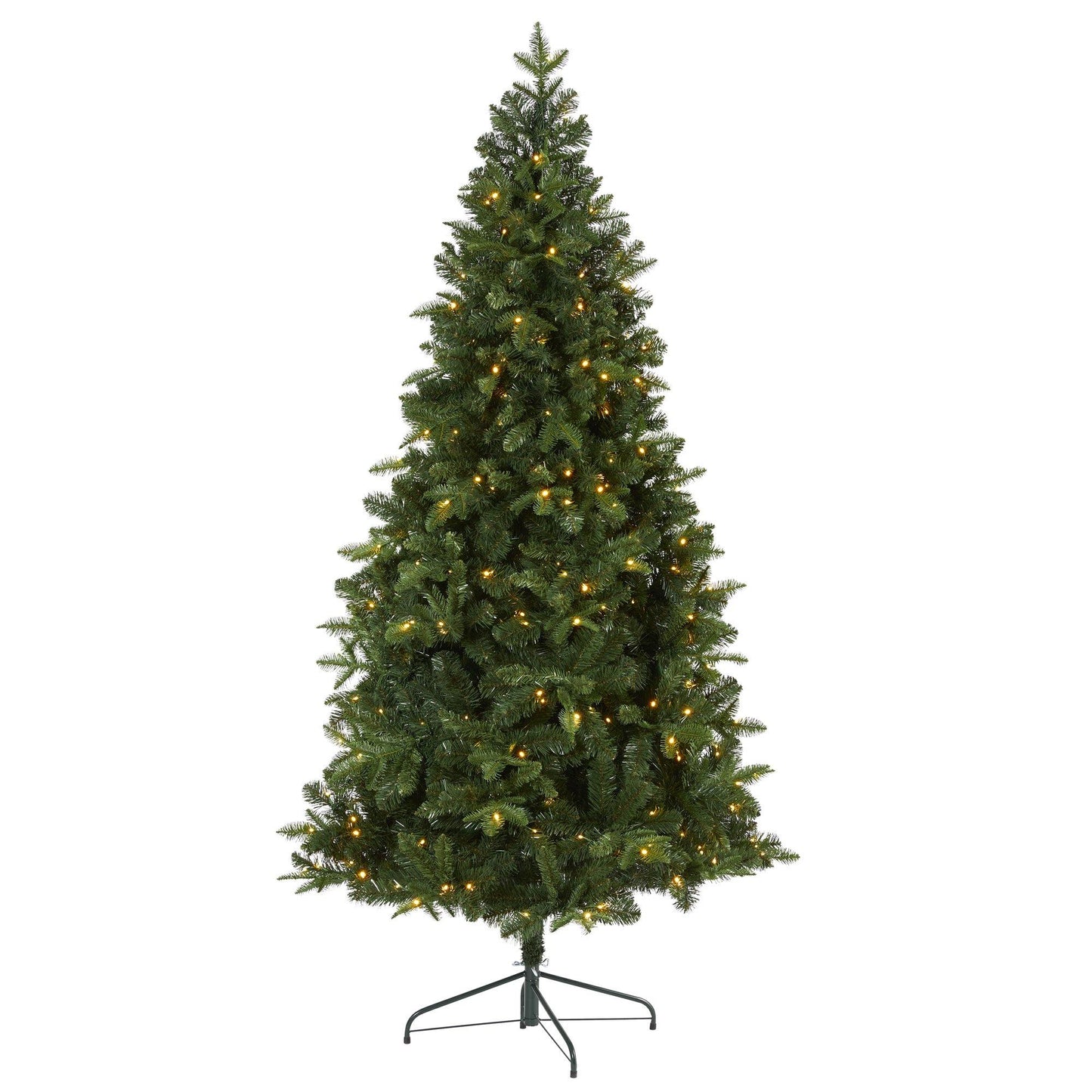 Sapin de Noël artificiel à dos plat en épicéa Grand Teton de 7 pi avec 220 lumières LED transparentes et 953 branches pliables