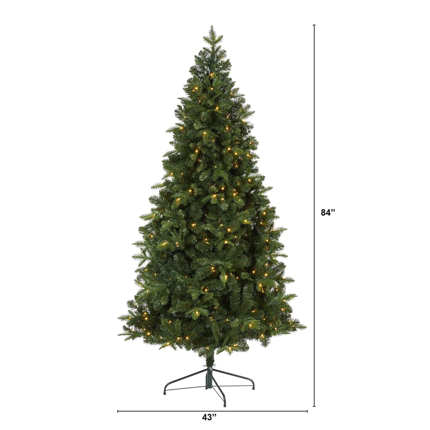 Sapin de Noël artificiel à dos plat en épicéa Grand Teton de 7 pi avec 220 lumières LED transparentes et 953 branches pliables