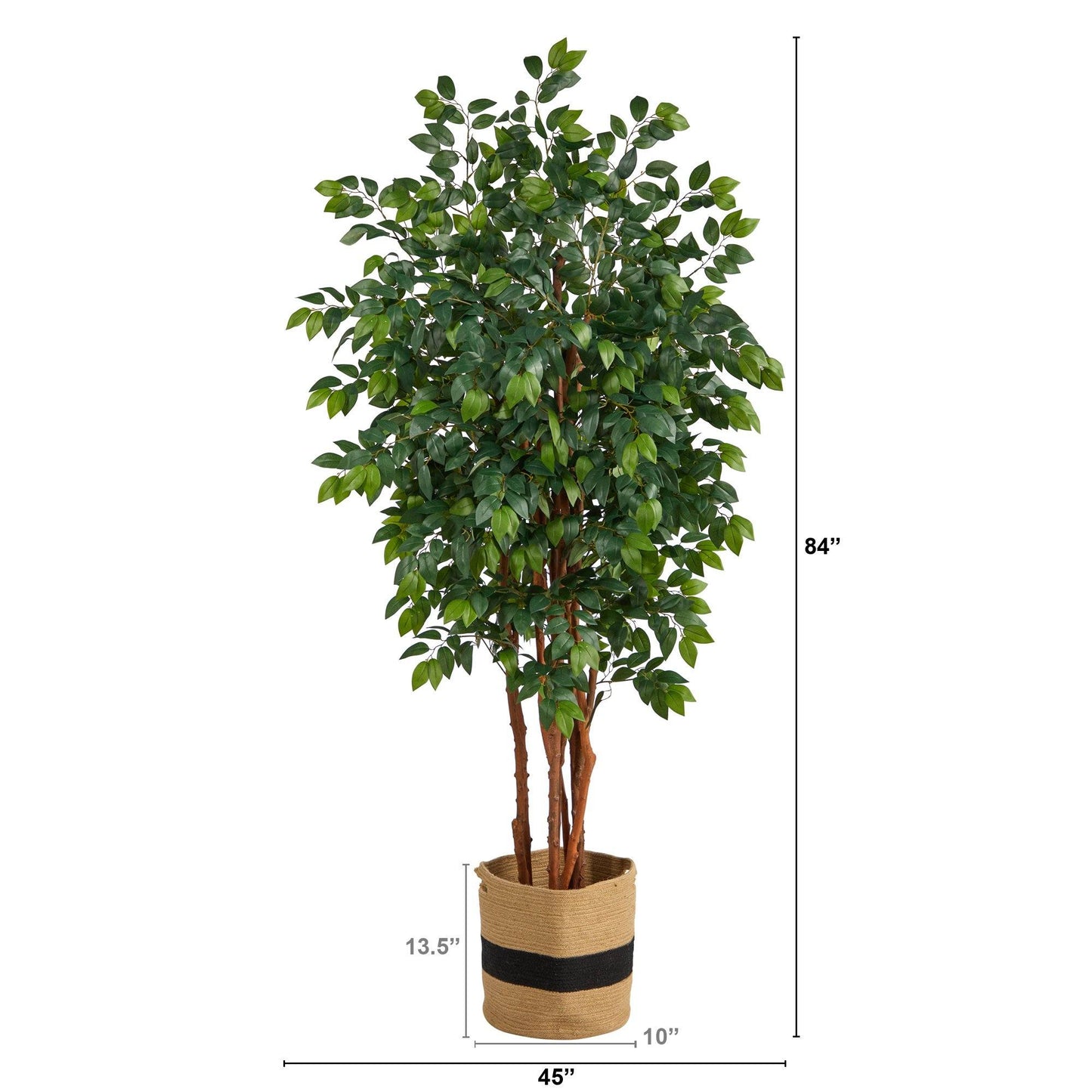 Arbre artificiel Sakaki de 7 pi dans une jardinière en coton naturel faite à la main