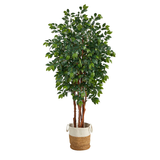 7’ Sakaki Artificial Tree in Handmade Natural Jute and Cotton Planter