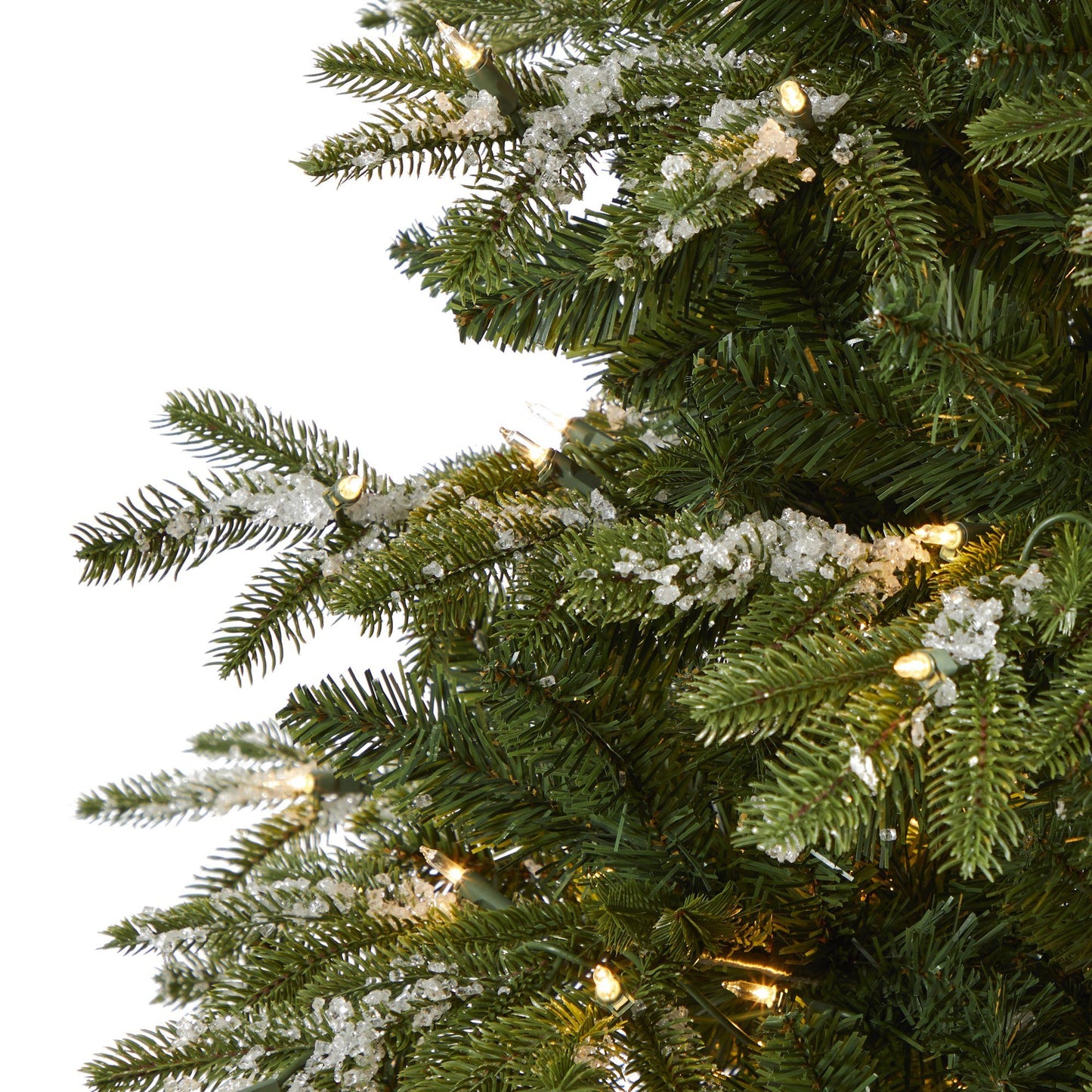 Sapin de Noël artificiel Grand Teton enneigé de 7 pi avec 500 lumières transparentes et 1050 branches pliables