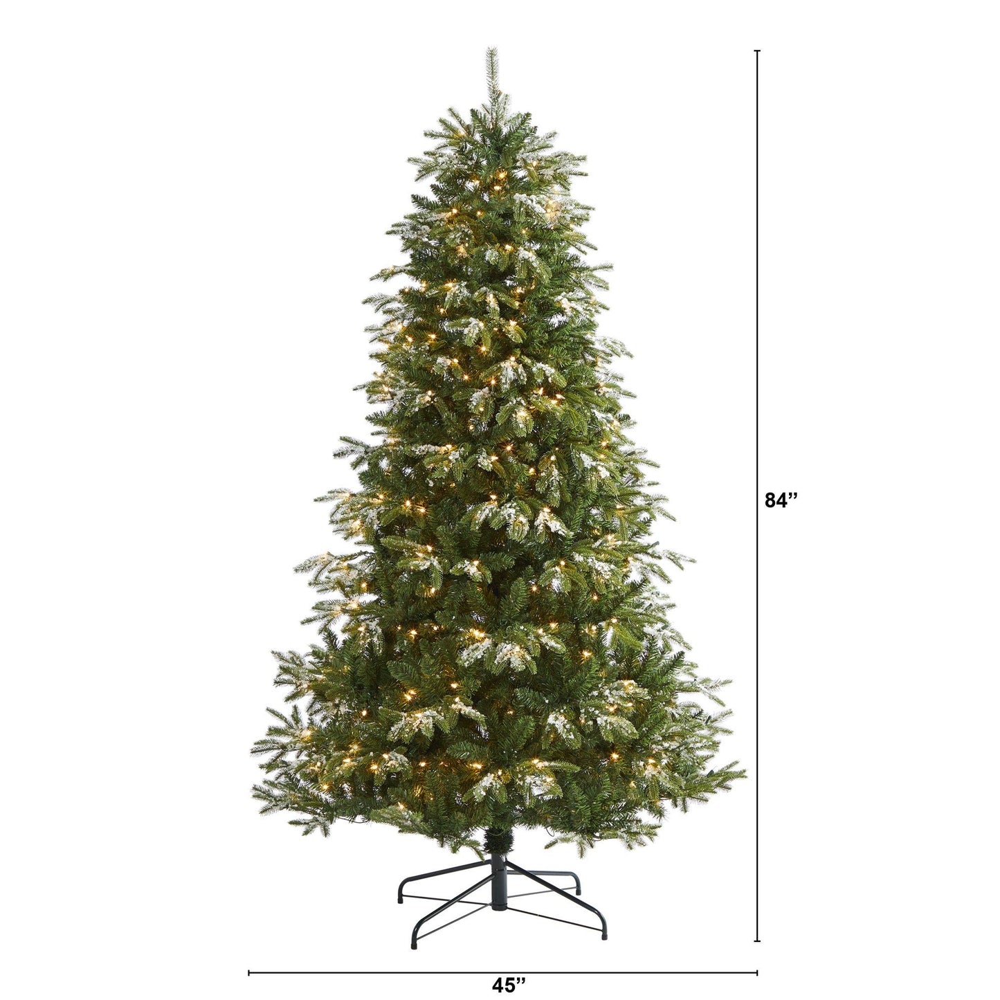 Sapin de Noël artificiel Grand Teton enneigé de 7 pi avec 500 lumières transparentes et 1050 branches pliables